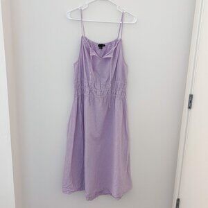 Saks Fifth Avenue Smocked Keyhole Linen Blend Purple Sun Dress